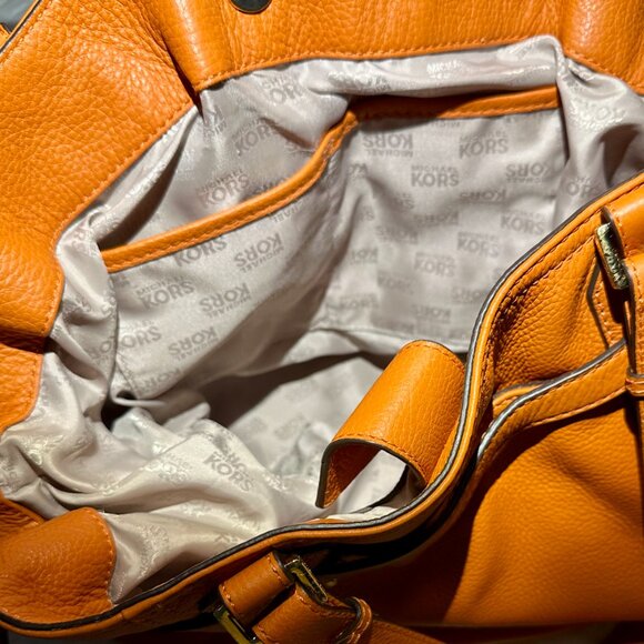 NWT Michael Kors Large North South Gansevoort Tangerine Leather Tote Crossbody - Picture 10 of 13